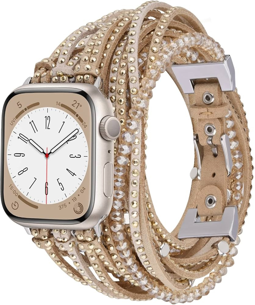 V-MORO Compatible with Apple Watch Bands 41mm 40mm Series 8/7,Multilayer 3 Wrap Bracelets Suede L... | Amazon (US)