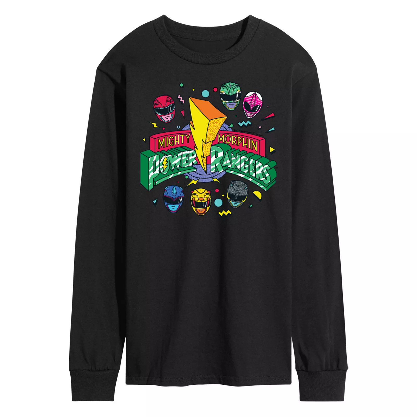 Men's Power Rangers 90s Logo Long Sleeve Graphic Tee, Size: XXL, Black | Kohl's