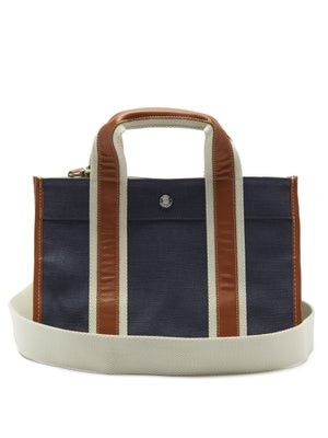 Traveller small leather-trim linen tote bag	 | Rue De Verneuil | MATCHESFASHION UK | Matches (UK)