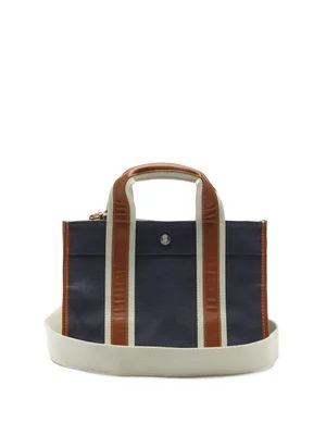 Traveller small leather-trim linen tote bag	 | Rue De Verneuil | MATCHESFASHION UK | Matches (UK)