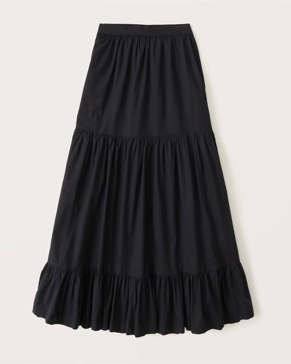 Tiered Poplin Maxi Skirt | Abercrombie & Fitch (US)