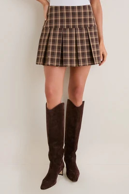 Espresso Plaid Pleated Mini Hollis Skirt | Tuckernuck (US)