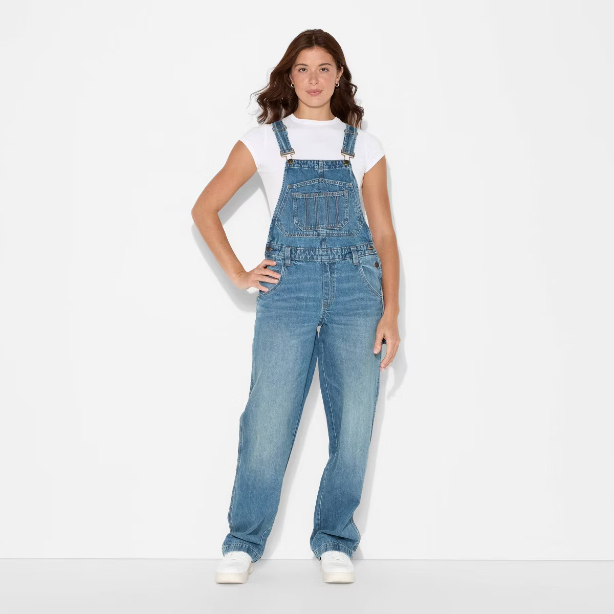 Women's Mid-Rise Denim Baggy Overalls - Wild Fable™ | Target