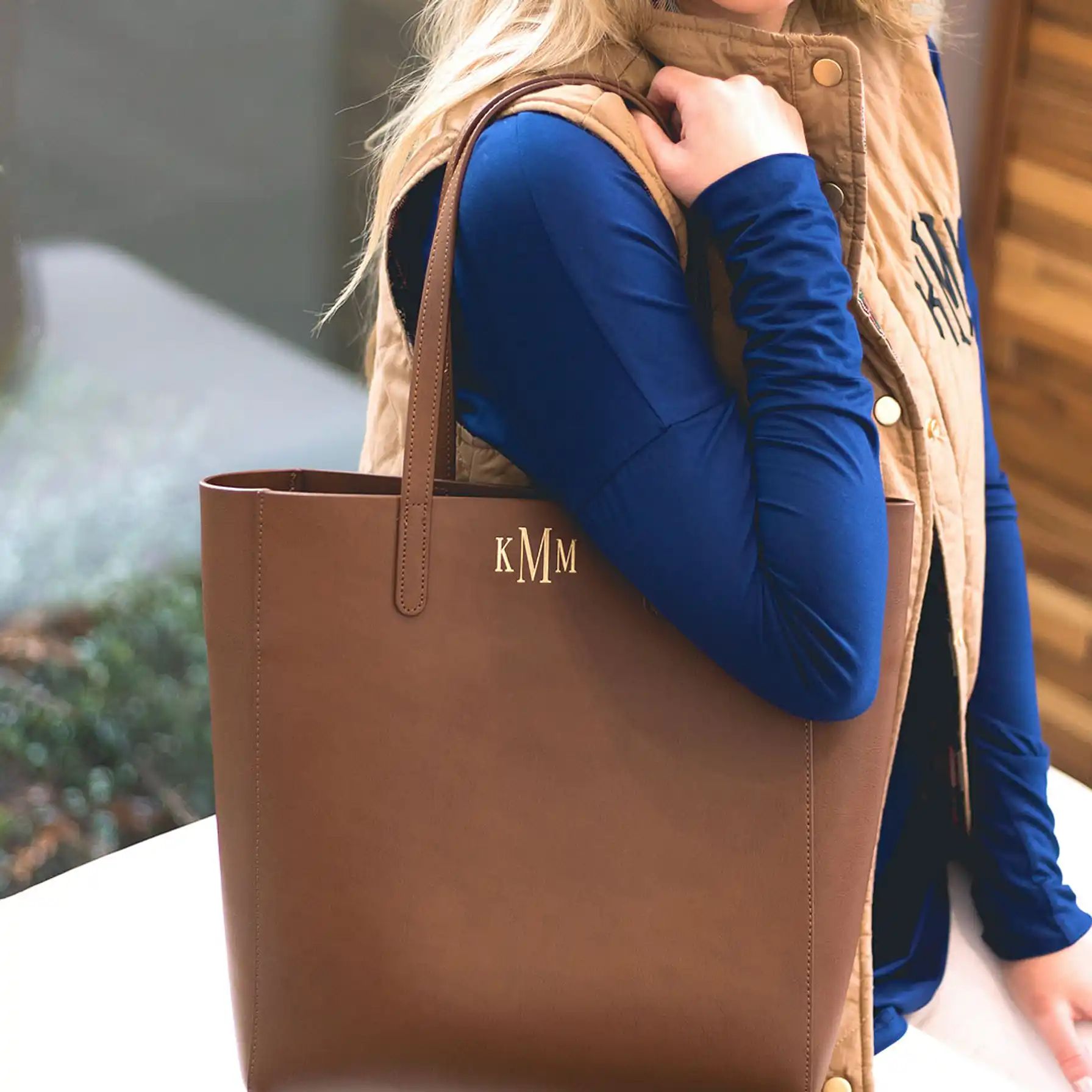 Monogrammed Leather Tote Bag | Marleylilly