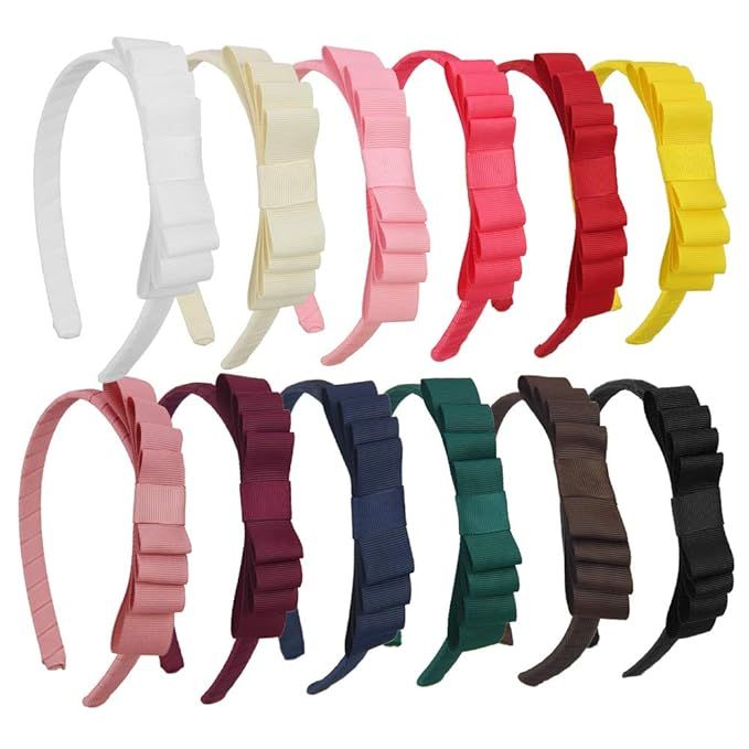 7Rainbows 12 Colors Cute Bows Headbands for Toddler Girls. | Amazon (US)
