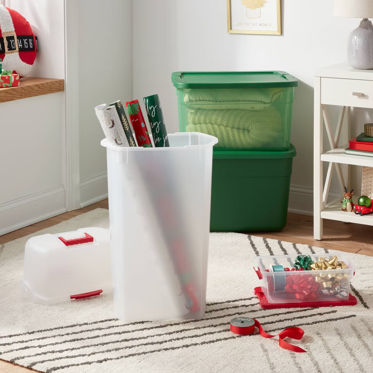 30" Clear Vertical Wrap Box - Clear Lid with Rocket Red Handle and Latch - Brightroom™ | Target