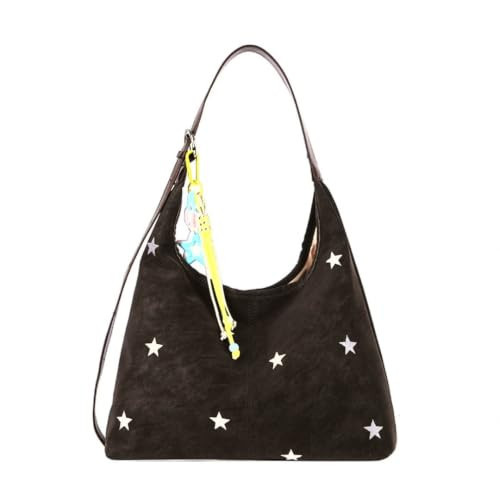 Soft Faux Leather Hobo Bags Women Cute Y2k Tote Handbag Trendy Slouchy Shoulder Crossbody Bag Everyday Going Out Purse (Brown Black) | Amazon (US)