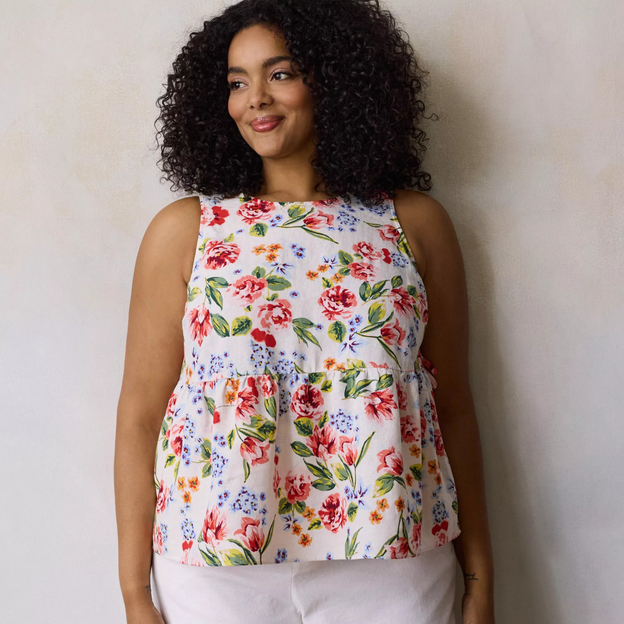 Plus Size LC Lauren Conrad Side Tie Peplum Tank Top | Kohl's