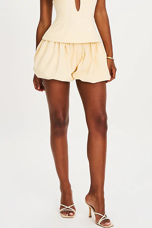 Miss Circle Quinzelle Linen Bubble Short in Yellow, Women's at Urban Outfitters | Urban Outfitters (US and RoW)
