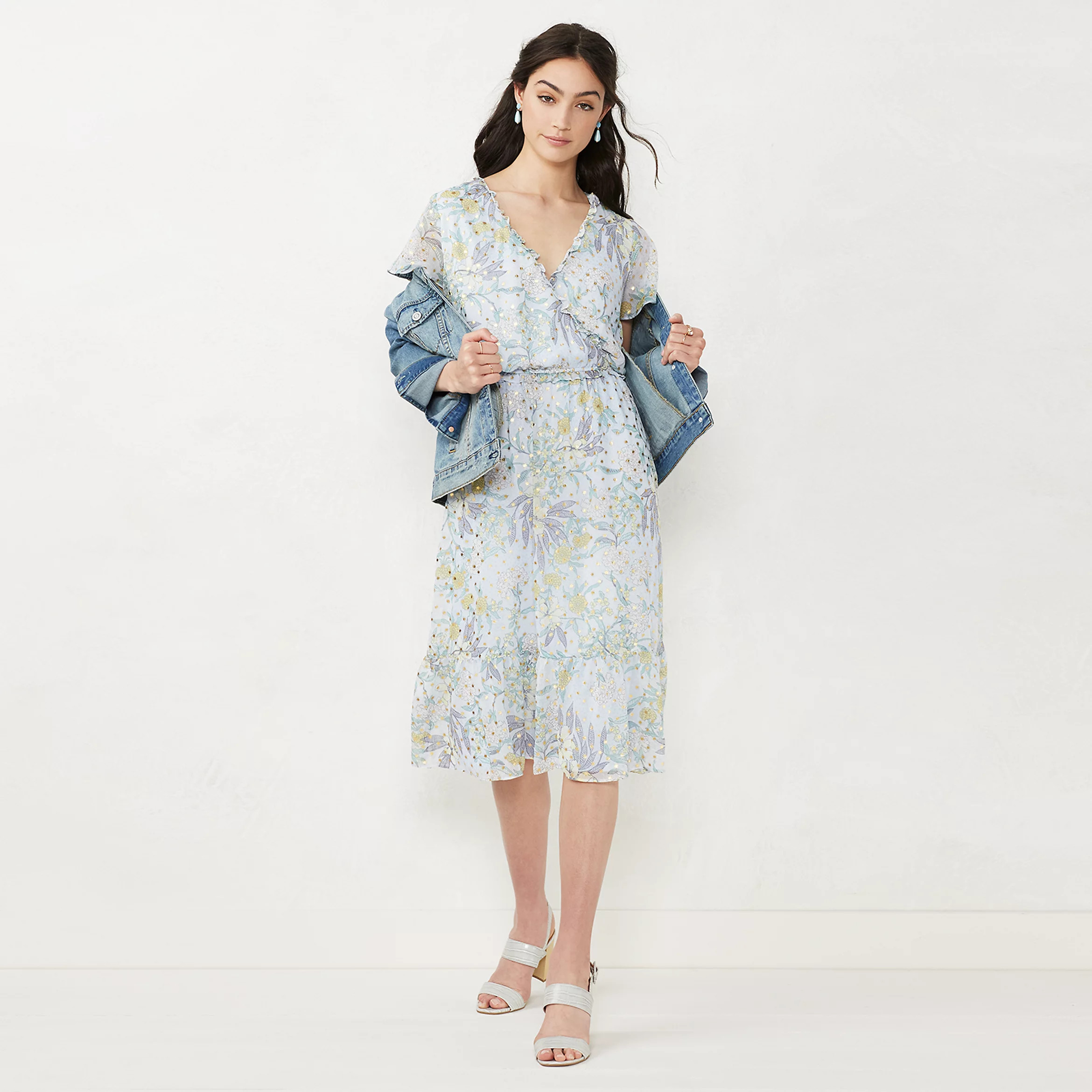 Women's LC Lauren Conrad Flutter Sleeve Ruffled Midi Dress | Kohl's