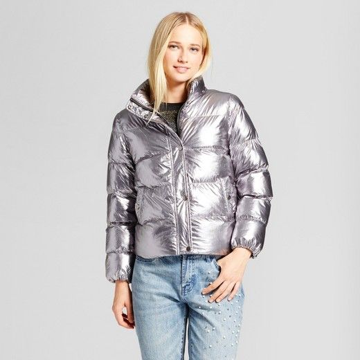 Women's Boxy Metallic Puffer Jacket - Who What Wear™ Silver | Target