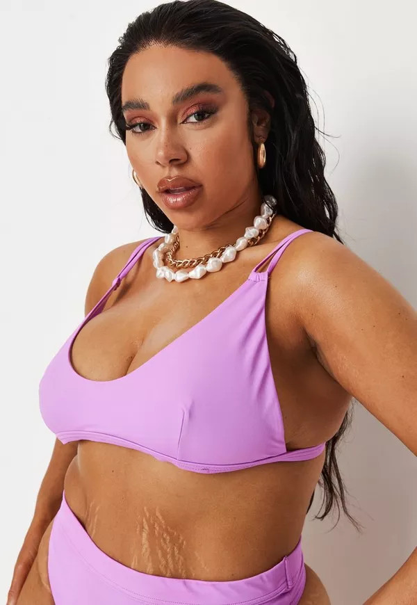 Missguided - Recycled Plus Size Purple Minimal Scoop Double Strap Bikini Top | Missguided (US & CA)