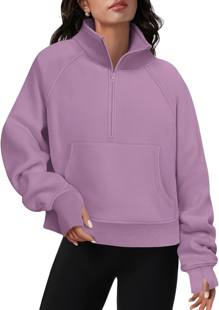 ATHMILE Womens Sweatshirts Half Zip Cropped Pullover Fleece Quarter Zipper Hoodies Fall outfits C... | Amazon (US)