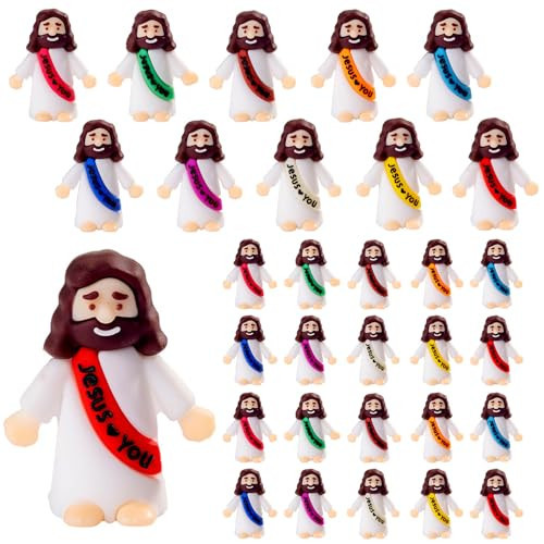 Faunamancy 50 Pcs Little Jesus Figurines Bulk Multicolor,Jesus Loves You Figures and Mini Jesus Figurines to Hide and Seek,Religious Gifts for Easter Egg Stuffers and Christmas Stocking Stuffers | Amazon (US)