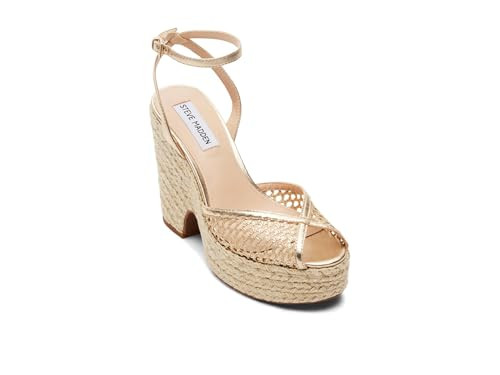Steve Madden Women's Sydnee Heeled Sandal, Gold Raffia, 8.5 | Amazon (US)