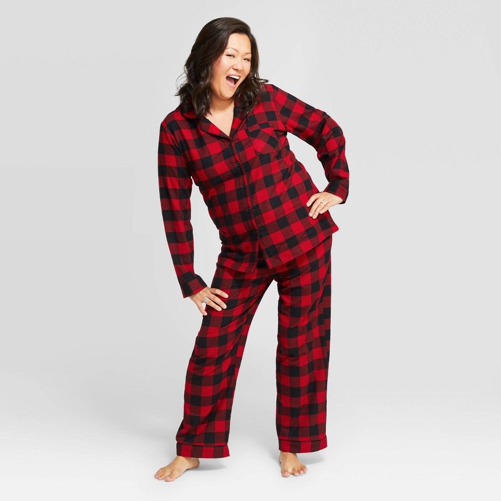 Women's Holiday Buffalo Check Flannel Matching Family Pajama Set - Wondershop Red M | Target