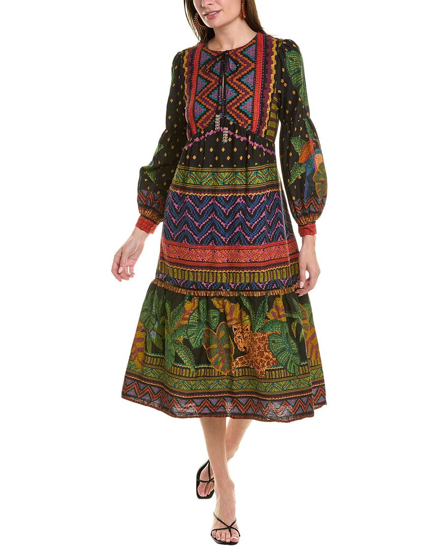 FARM Rio Forest Tapestry Linen-Blend Midi Dress | Shop Simon