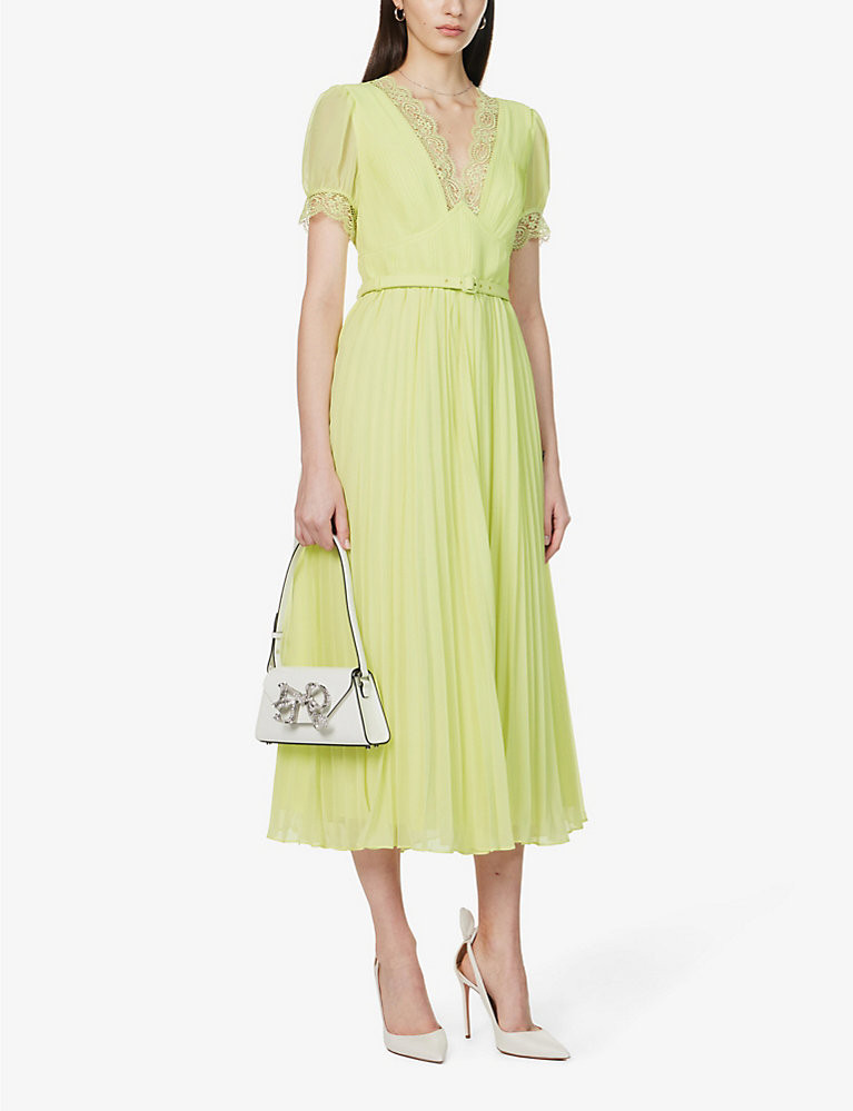 Lace-trim chiffon midi dress | Selfridges