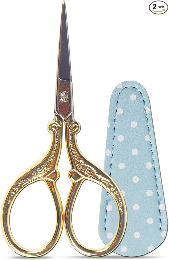 Embroidery Scissors with Leather Scissor Cover Small 3.6 inch Sewing Craft Sharp Scissors for Fab... | Amazon (US)
