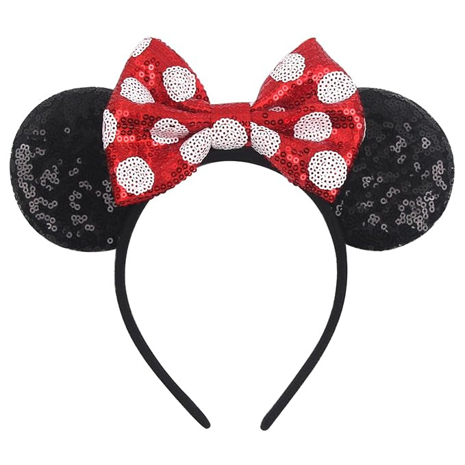 Mouse Ears Headbands for Women Sequin Polka Dot Bow Headband Hair Accessories for Birthday Costum... | Amazon (US)