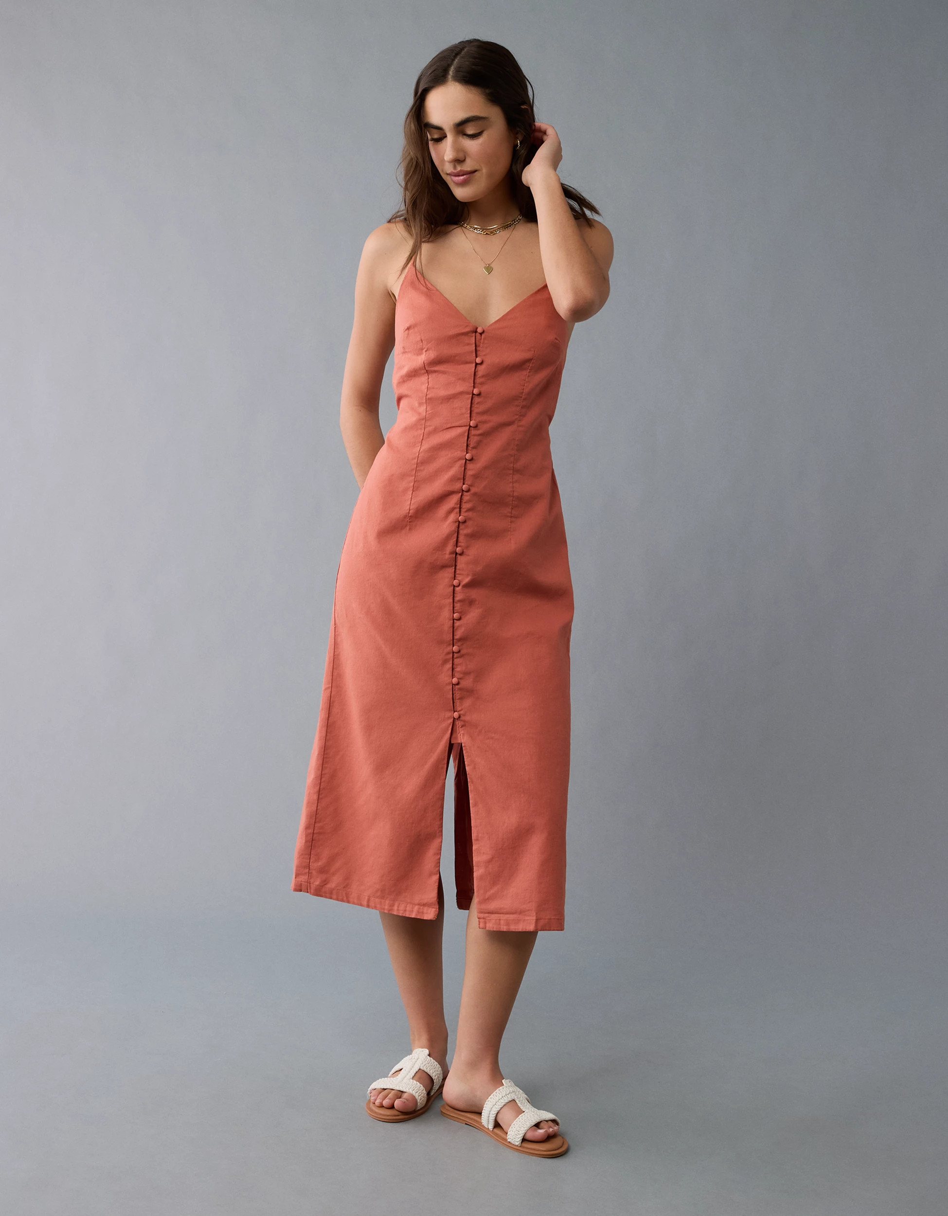 AE Button-Up Midi Dress | American Eagle Outfitters (US & CA)