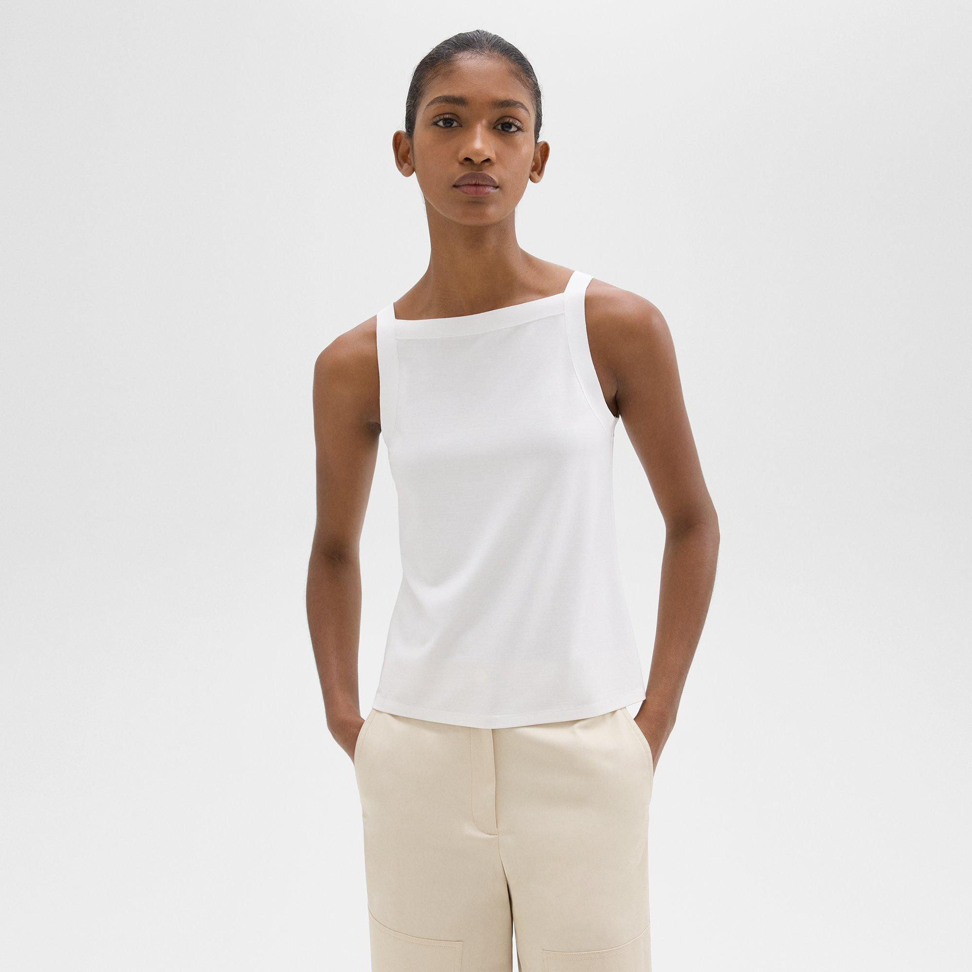 Square Neck Tank in Interlock Knit | Theory
