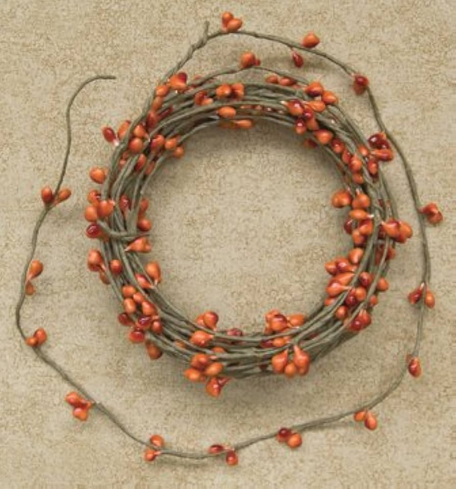 Pip Berry String Garland Pumpkin Colored 18' Country Primitive Floral Craft Décor | Amazon (US)