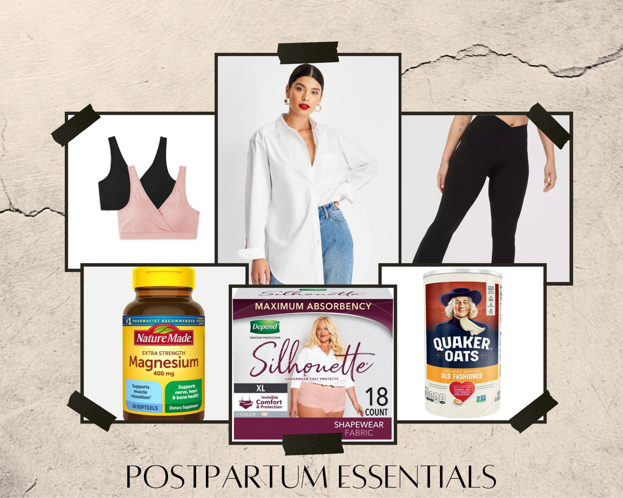 My postpartum favorite essentials! A button down for quick feedings. AE crossover leggings helped me feel so secure and comfortable after my c-section. Oatmeal everyday to help with breast feeding and magnesium to help with constipation postpartum. Silhouette disposable underwear were 100xs more comfortable than the Frida brand and I highly recommend them!

#postpartum #plussizepostpartum #plussize #essentials #target #walmart #ae #aerie #aerieplus

#LTKcurves #LTKbaby #LTKunder50