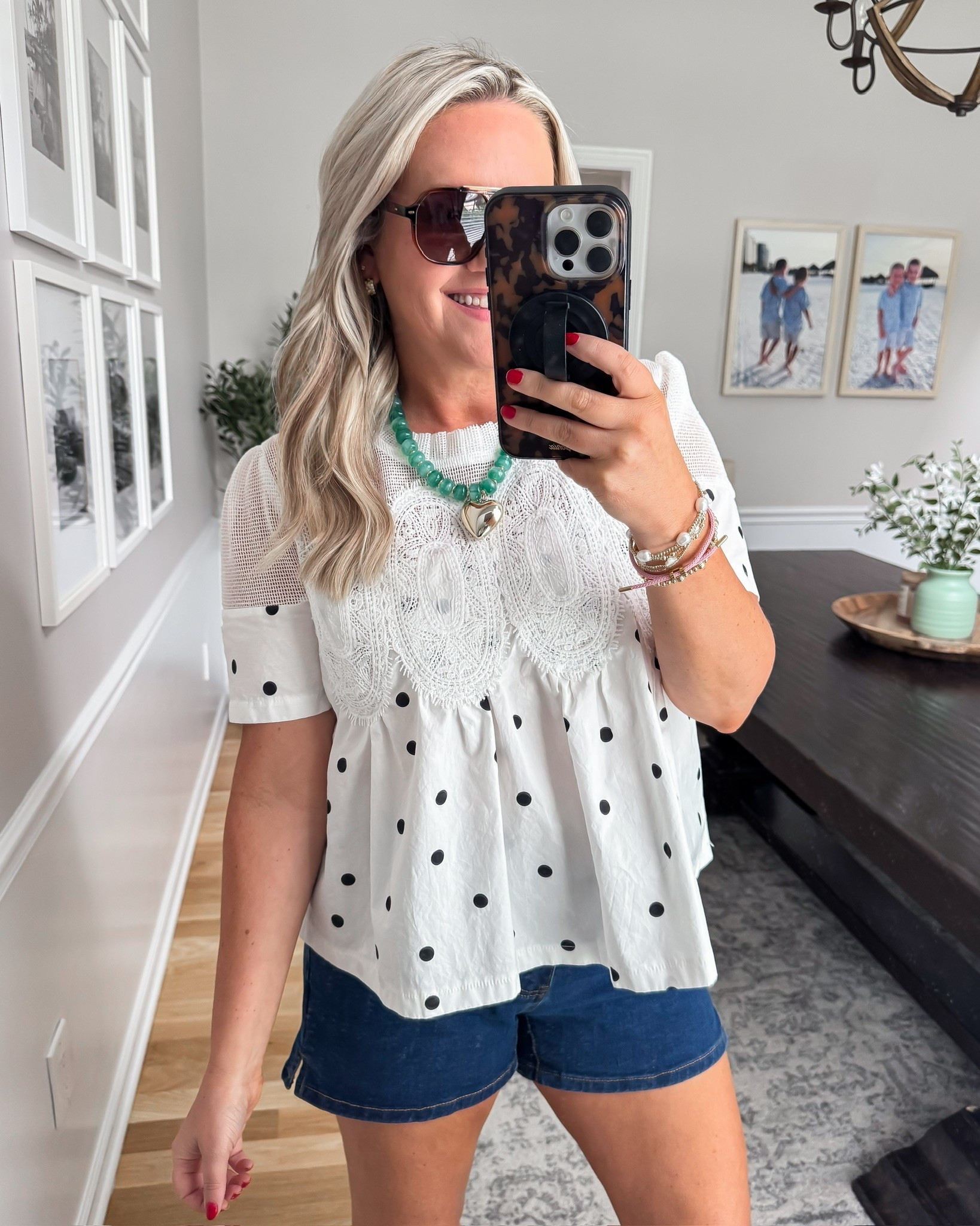 This polka dot top is such a fun mix of classic and feminine details. The lace detail paired with denim shorts makes this an easy summer outfit that feels a little more elevated while still being comfortable for everyday wear.

polka dot top, summer outfit idea, denim shorts outfit, feminine style, casual chic outfit, everyday summer style, boutique fashion, cute everyday look, elevated basics, lovelylifestyling

#LTKSeasonal #LTKootd #LTKmomlife