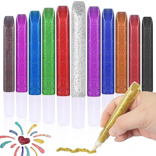 Matio 12 Pack Glitter Glue Stick Set, Non-Toxic Washable Glue Pens 10ml Each Craft Glitter Bulk G... | Amazon (US)