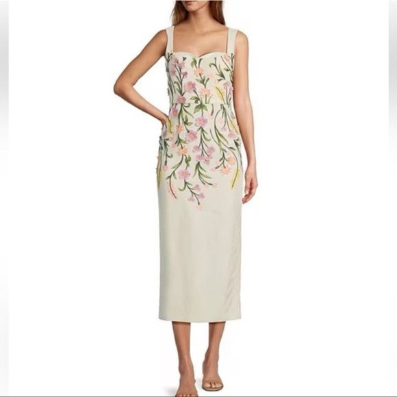 NWT Antonio Melani Halo Linen Blend Floral Embroidered Sleeveless Midi Dress | Poshmark