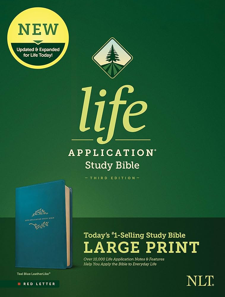 Tyndale NLT Life Application Study Bible, Third Edition, Large Print (LeatherLike, Teal Blue, Red... | Amazon (US)