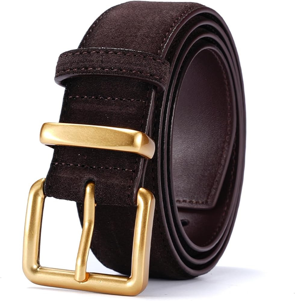 Wide Suede Belt Women Genuine Leather Ladies Waist Belt for Jeans Dress Casual Square Gold Buckle | Amazon (US)