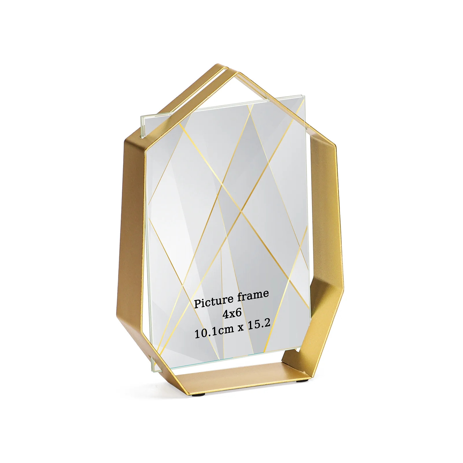 4x6 Gold Picture Frame, Geometric Floating Photo Frames for Tabletop Display | Walmart (US)