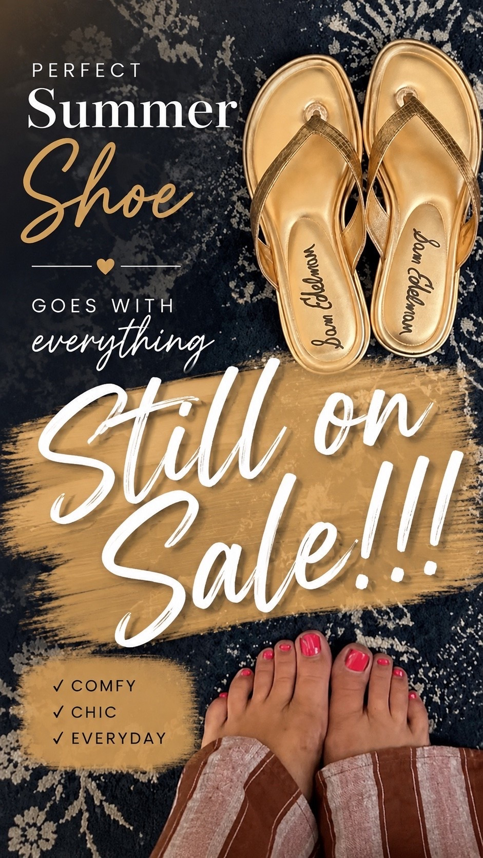 These are the sandals I reach for again and again all summer. ☀️✨ They instantly make any outfit look more polished while still being incredibly comfortable.

The metallic gold goes with jeans, linen pants, shorts, dresses, and skirts—making them one of the most versatile shoes in my closet. If you’ve been thinking about them, they’re still on sale! 🙌🏻

✔️ Comfortable enough for all-day wear
✔️ Chic without trying too hard
✔️ Easy to style with almost everything

Comment SHOP and I’ll send you the link before the sale ends!
Sam Edelman sandals, gold sandals for women, summer sandals, comfortable sandals, women’s sandals on sale, Nordstrom sale, midsize fashion, over 50 fashion, women over 50 style, timeless summer outfits, casual chic style, vacation outfits, everyday sandals, capsule wardrobe, flattering outfits, comfortable fashion, metallic sandals, stylish shoes for women over 50