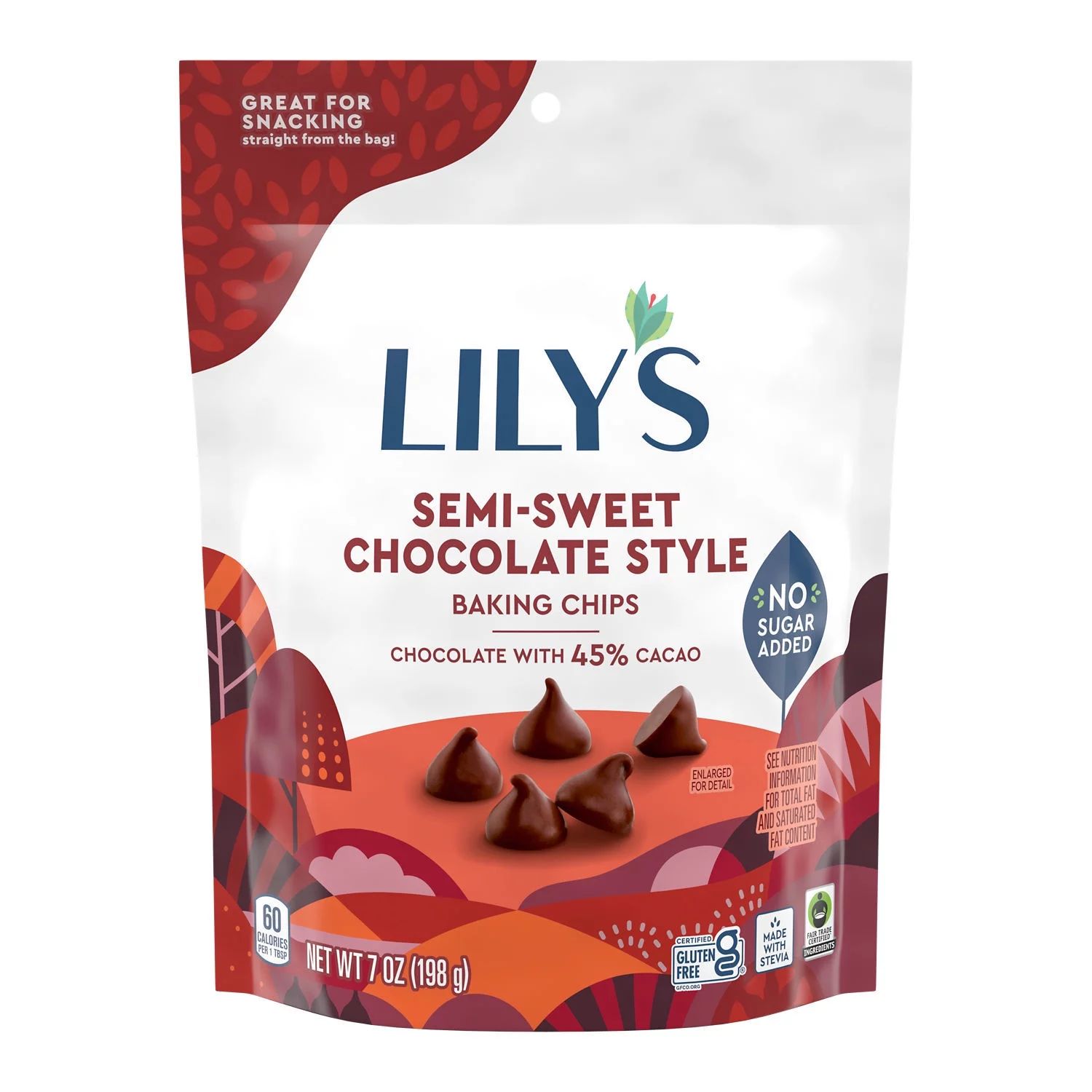 Lily's Semi Sweet Chocolate Style No Added Sugar Baking Chips, Bag 7 oz | Walmart (US)