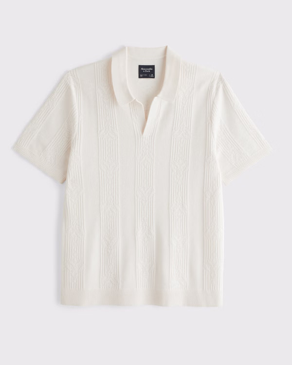 Textural Striped Johnny Collar Sweater Polo | Abercrombie & Fitch (US)
