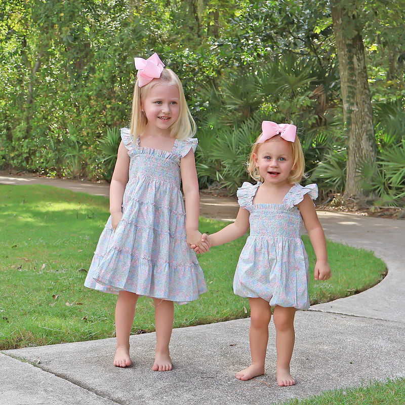 Vintage Garden Blue Smocked Willow Dress | Classic Whimsy