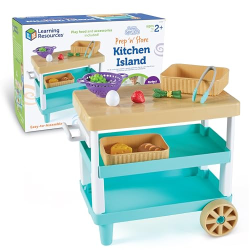 Learning Resources New Sprouts Prep 'n' Store Kitchen Island - Ages 2+, Play Food for Kids, Grocery Store Toys for Toddlers,11 Pieces | Amazon (US)