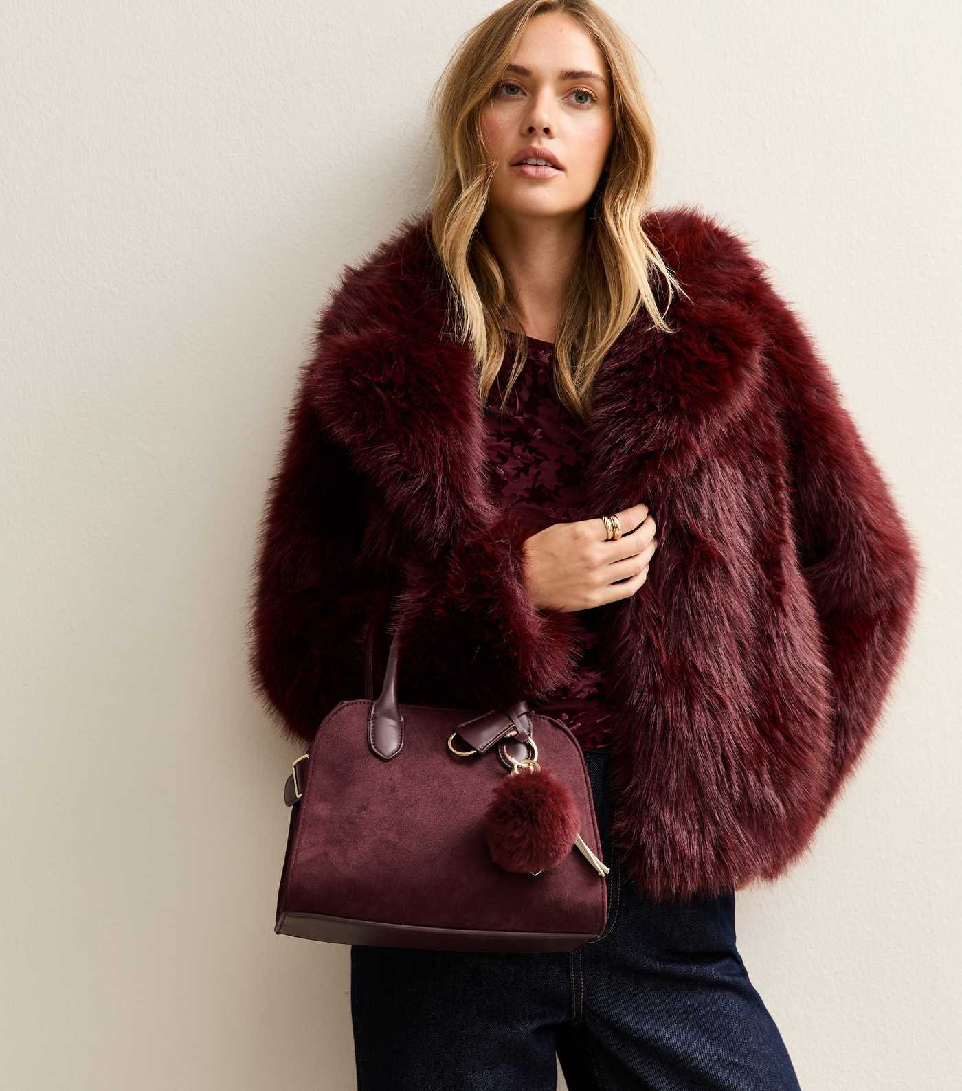 Burgundy Faux Suede Small Shopper Bag | New Look | New Look (UK)