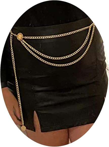 MODRSA Chain Belt Chain Silver Chain Belt Gold Chain Belt with Chain Sunflower Butterfly Waist Ch... | Amazon (US)