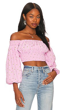 MAJORELLE Angelina Crop Top in Ditsy Pink from Revolve.com | Revolve Clothing (Global)
