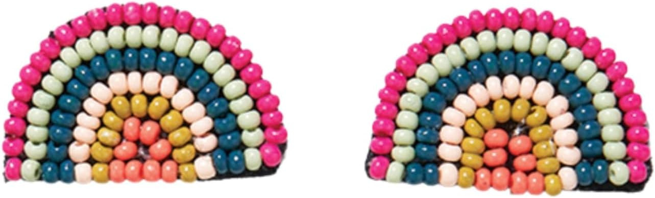 INK+ALLOY Women's Beaded Boho Post Earrings for Women, Small Seed Bead Statement Earrings, Rainbo... | Amazon (US)