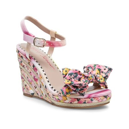 BETSEY JOHNSON Womens Pink Floral Tie Dye 0.5 Platform Ankle Strap Jute Stretch Adjustable Woven Pad | Walmart (US)