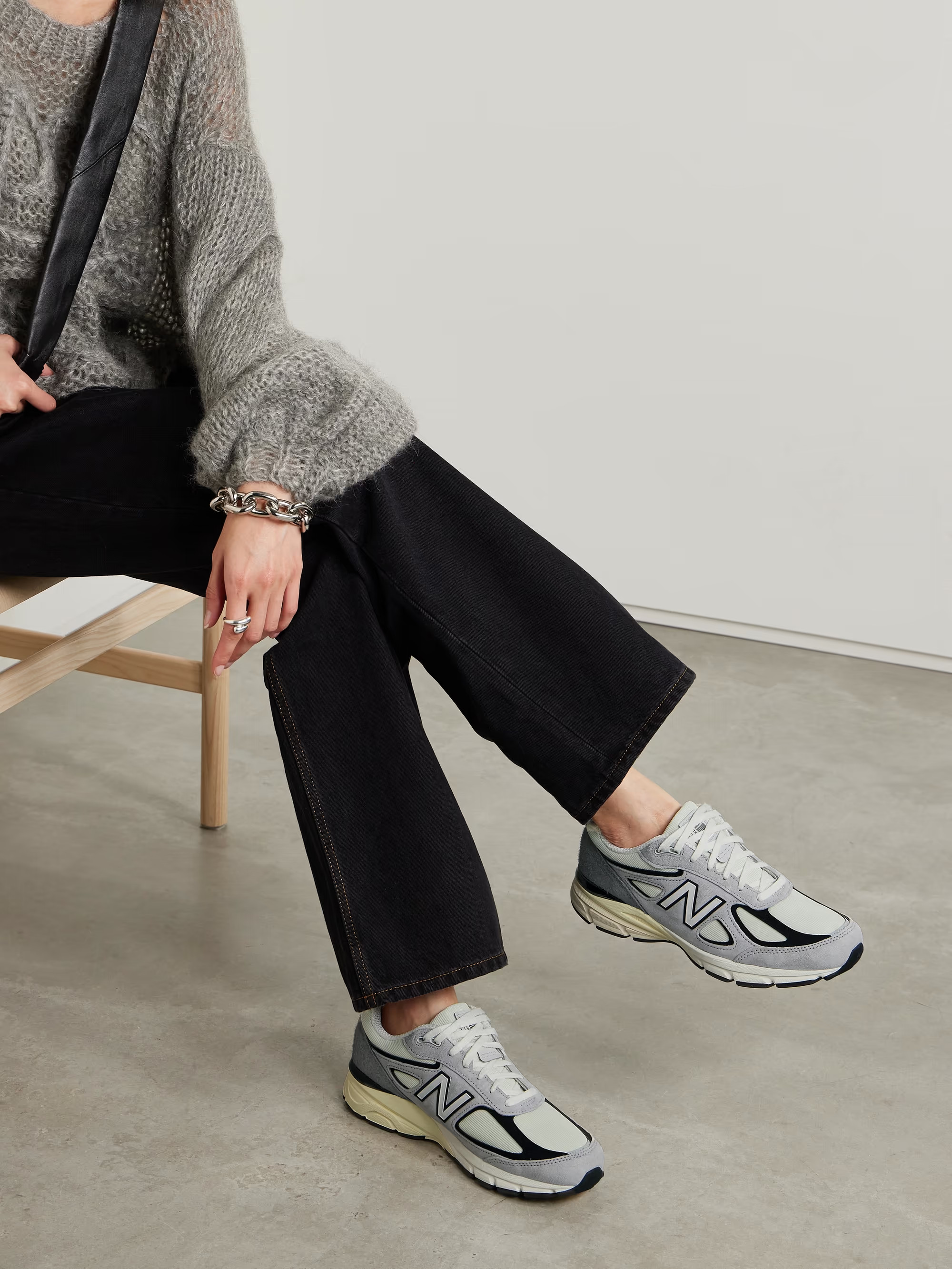 990v4 leather-trimmed suede and mesh sneakers | NET-A-PORTER (US)