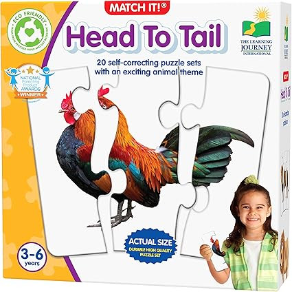 The Learning Journey: Match It! Head to Tail - 20 Self-Correcting Animal-Themed Puzzle Sets - Mat... | Amazon (US)
