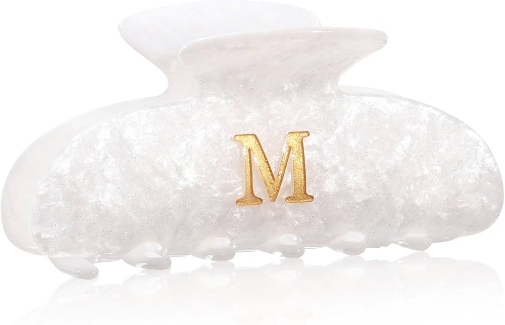 HAIMEIKANG Acrylic Letter Hair Clips For Women - White Hair Claw Clips for Bridal Monogram Hair C... | Amazon (US)