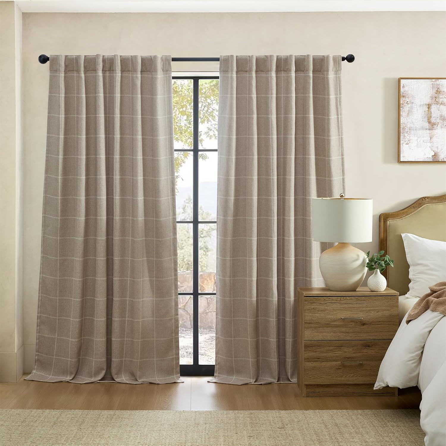 Elrene Home Fashions Sawyer Windowpane Plaid Blackout Window Curtain Panel with Rod Pocket/Back T... | Amazon (US)