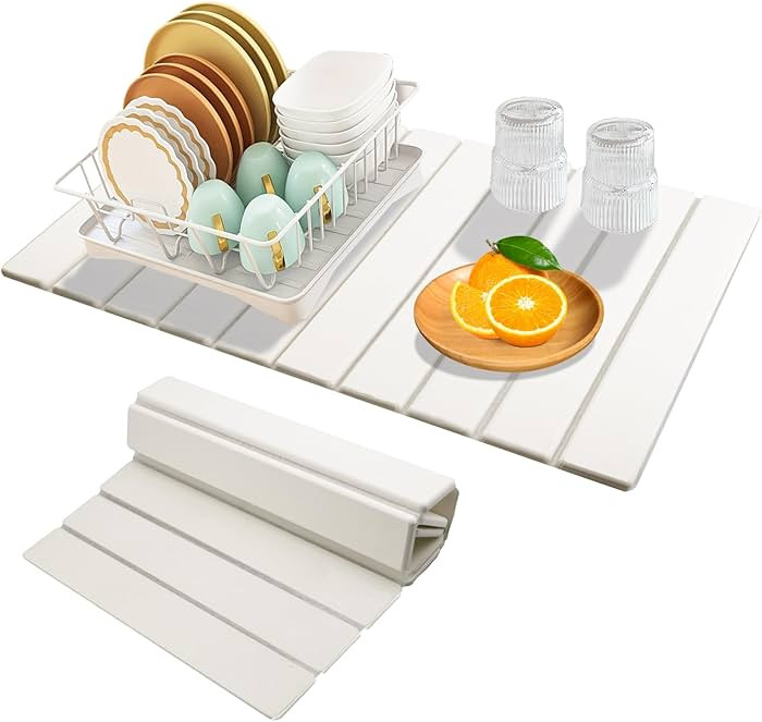 Dish Drying Mats for Kitchen Counter, 24"×16" Foldable Stone Drying Mat for Kitchen Counter, Fas... | Amazon (US)