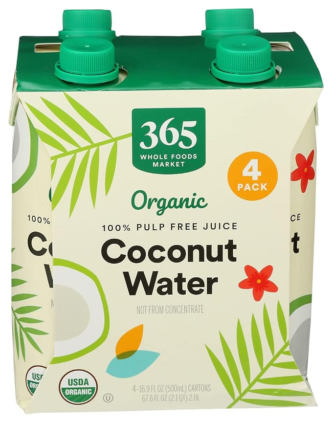 365 by Whole Foods Market, Water Coconut Organic 4 Count, 67.6 Fl Oz | Amazon (US)